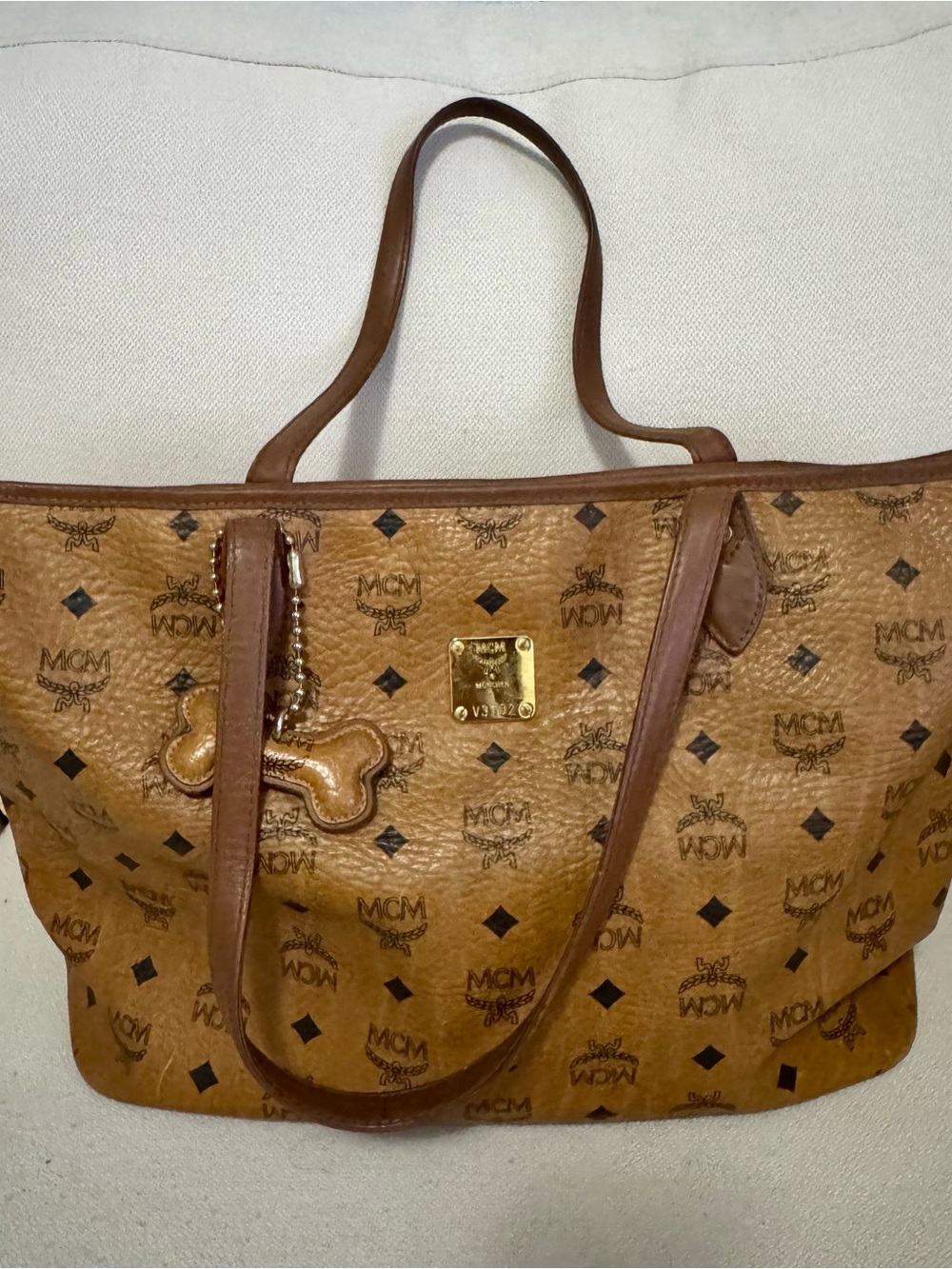 Vintage MCM Visetos Monogram Tote in Cognac/Tan